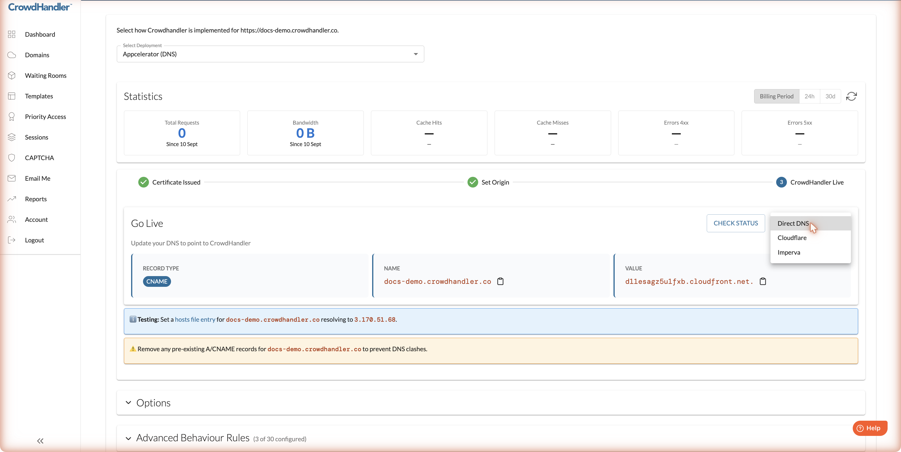 Menu a tendina "Tipo di configurazione"